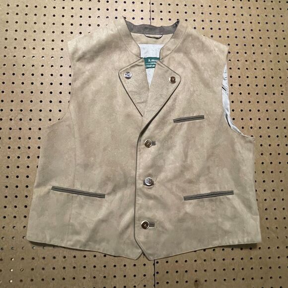 H. Moser Salzburg Suede Leather Waistcoat Vest Austria Brown Size 56/XL Men MINT - Picture 2 of 9